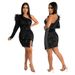 Women's Clothing sexy one-shoulder sequined slit-covered butt-shaping dress_ecoleips.com