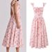 European And American House Style Sweet Pastoral Floral Long Dress for Women with Tie Waist French Retro Design_ecoleips.com