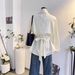 Women's Clothing Women's Style Long Sleeved Shirt Belted Waist Slimming Style Top For Autumn Commuting Stylish Design_ecoleips.com