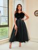 Women's Clothing Feather Sling Mesh Evening Dress_ecoleips.com
