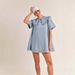 European And American Independent Site Women's Denim 2025 Summer New Style Turn-down Collar Loose Ruffle Dress_ecoleips.com
