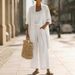 Women's Summer Casual Three Piece Set European American Style Straight Leg Solid Color Travel Vacation Comfortable mid Waist Polyester_ecoleips.com