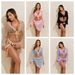 Women's Clothing Sunscreen Long Sleeved Cover Up Beach Skirt Bikini Four Piece Set, Sexy Two Piece Swimsuit_ecoleips.com