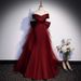 Burgundy Mermaid Evening For Women, Vocal Solo Performance, Music Exam, Toasting, Engagement, Host, Off-Shoulder, Light_ecoleips.com