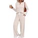 Women's V Neck Knitted Pajama Set Autumn Arrival Casual Comfortable_ecoleips.com