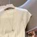 French Chic Hollow Round Neck Knit Sweater Women's Short Sleeve Summer New Gentle And Beautiful Light Bottoming Top_ecoleips.com