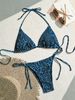 Women's Clothing Trendy Printed Halter Neck Suspenders Sexy Bikini Split System Strap_ecoleips.com