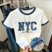 Summer Women's T-Shirt Minimalist Printed round Neck Short Sleeve Top Comfortable Fashionable European American Style_ecoleips.com