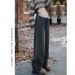 Women's Clothing Stylish Maternity Jeans For Winter - Stretchable High Waist Wide Leg Pants With Fleece Lining Options ( Vintage Blue, Cement Grey)_ecoleips.com