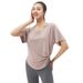 Spring/Summer New Sports Top Women's Loose Short Sleeve T-shirt Thin Yoga Wear Breathable Running Fitness Cover_ecoleips.com