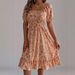 Women's Summer 2025 Fashionable And Elegant New Printed Short-Sleeve Waist-Cinching Ruffled Floral High-End Dress_ecoleips.com