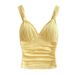 2025 New Summer Cross-Border Fashion Women's Clothing European And American Sexy V-Neck Ruched Slim-Fit Camisole_ecoleips.com