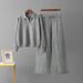 Women's Chunky Knit Sweater Set Autumn Winter Loose Fit Polo Collar Sweater And Wide Leg Pants Two Piece Set Comfortable Angora Blend_ecoleips.com