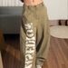 Women's Retro Khaki Jeans Loose Fit Slimming Wide Leg Trousers Full Length Casual Fashion Letter Print Denim_ecoleips.com