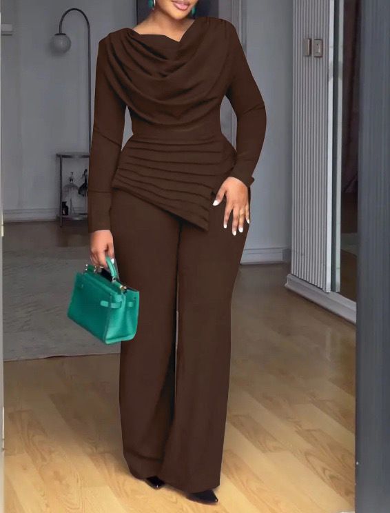 Women's Clothing Autumn Elegant Slim Fit Pleated Solid Color Fashion Two Piece Set Effortless Style, All-Day Comfort_ecoleips.com