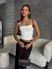 Women's Slim Fit Halter Top Sexy Pleated Mesh Versatile Waist Cinching Flattering Top_ecoleips.com