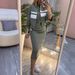 Versatile Zip-Up Jacket & Midi Dress Set For Women - Stylish Casual Polyester Blend Outfit In Black/Blue/Green (Xs-Xxxl)_ecoleips.com