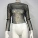 Women’s Clothing Mesh Rhinestone Fishnet Long Sleeved Tops Sexy Slim Hot Girl Outfit Rhinestone Tops_ecoleips.com