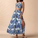 Women's Clothing Women's Elegant Print Two Piece Set Sleeveless Camisole Top And Slit Skirt Resort Style For Formal & Casual For Women_ecoleips.com