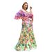 Women's Clothing Spring And Summer New Women's Printed Loose Off Shoulder V Neck Sexy Slim Long Skirt Dress_ecoleips.com