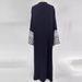 Muslim Clothing Fashion Elegant Pocket Cardigan Embroidered Color Block Black And White Dress Robe_ecoleips.com