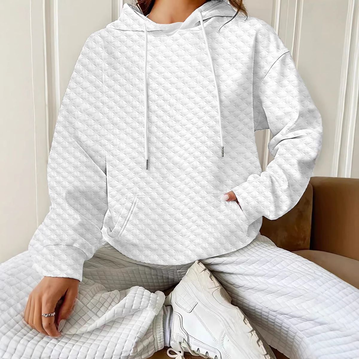 Women's Long-Sleeved Hoodie Casual Fashion Sweater With Hood, Medium-Length Style For Autumn And Winter_ecoleips.com