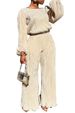 C3077 Women's Home Casual Loose Pleated High Elastic Two-Piece Set_ecoleips.com