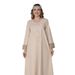 25014 Cross-border Middle Eastern Arab Muslim Robe Dress Fashionable Rhinestone V-neck Ethnic Style Casual Loose Fit_ecoleips.com