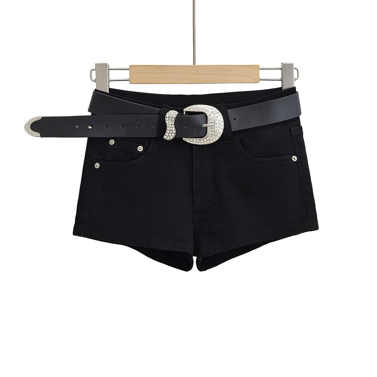 2025s American Style Spicy Girl Low Waist Denim Shorts For Women 2025 Summer New Sexy Tight Elastic Slimming Hip-hugging Hot_ecoleips.com