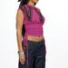 Women's Clothing Summer Off-Shoulder T-Shirt Letter Print Cropped Top Drawstring Regular Fit_ecoleips.com
