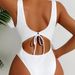 Women's Clothing Solid Color Wave Pattern Tight Backless Sexy One Piece Swimsuit Bikini_ecoleips.com
