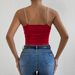 Spice Girl Wind Red Suspender Vest Women's Summer Slim Skinny Pleated Waist Short Off-Shoulder Top_ecoleips.com