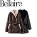 Two-Tone Faux Fur Trench Coat – French-Inspired Oversized Women’s Outerwear With 3D Texture, Boho Chic & Street Style (Brown/Black, XS-L)_ecoleips.com