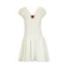 AC190 Spring/Summer New Gentle Style Slimming Waist Short Dress With High-End Feel, V-Neck And Puff Sleeves For Women_ecoleips.com
