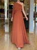 Sexy Slant Shoulder Long Sleeve Chiffon Dress Elegant Flower Dimensional Waist Long Dress Women Fashion Hight Waist Gowns Dress_ecoleips.com