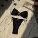 2025 European And American Sexy Backless Mesh Splicing Drawstring Strap Split Swimsuit Bikini_ecoleips.com
