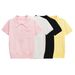 Elegant Short Sleeve Blouse - Soft Polyester Blend, Versatile & Breathable For Women (Pink/White/Navy/Yellow, S/M/L)_ecoleips.com