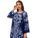 Women's Abaya Muslim Robe Printed Hot Diamond Beads Party Evening Dress_ecoleips.com