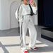 Women's Clothing Contrast Color Ribbon Stripe Splicing Casual Sweater Pants Set _ecoleips.com