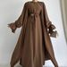 Verve New Abaya Set Dress With Bow Tie Waist Robe Women's Fashion MSL110_ecoleips.com