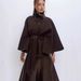 Elegant High-Neck Belted Wool Coat For Women - Slim Fit, Pure Color, Versatile Outerwear For Fall & Winter_ecoleips.com