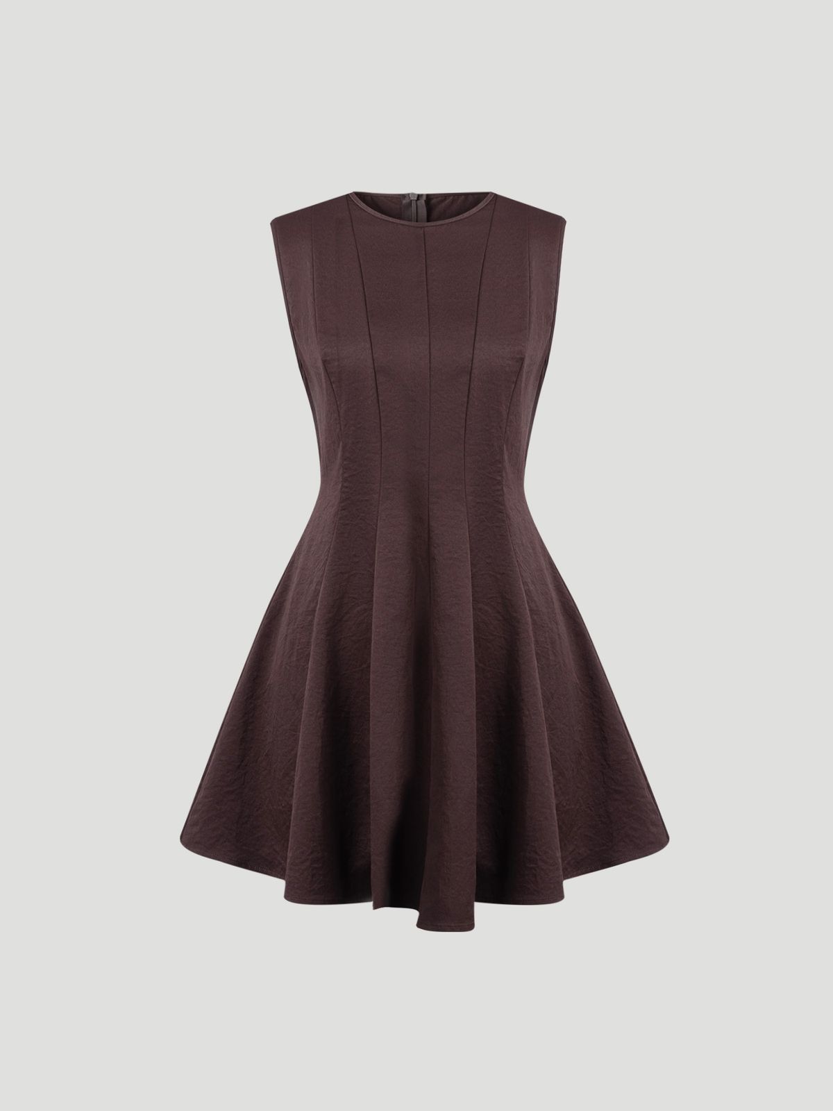 Women Mini Dress Sleeveless Crew Neck Seamed Waist A-Line Dress Chic Spring Summer Casual Date Brunch Club Night Party Dresses_ecoleips.com