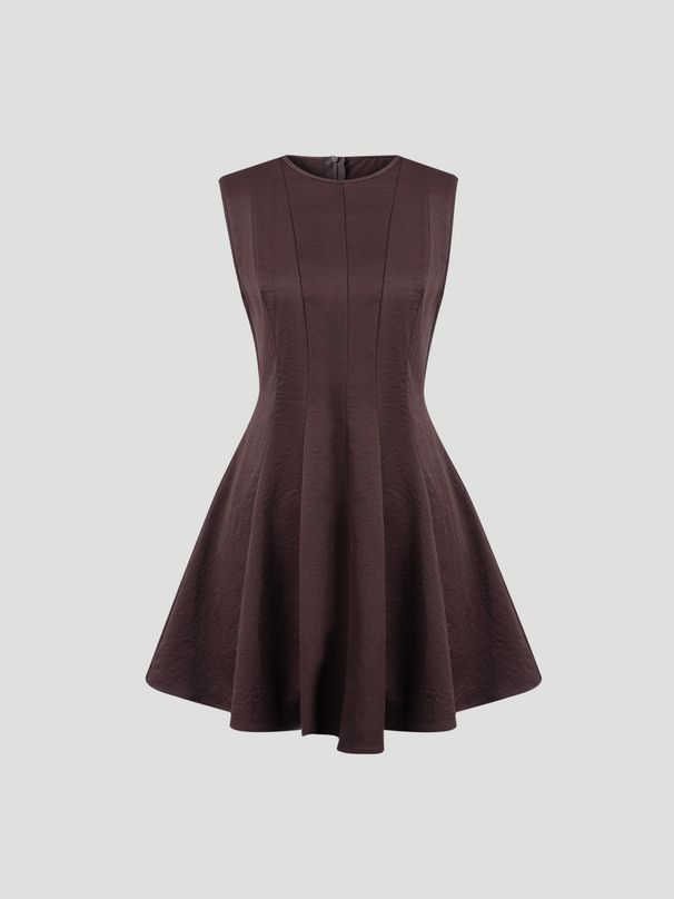 Women Mini Dress Sleeveless Crew Neck Seamed Waist A-Line Dress Chic Spring Summer Casual Date Brunch Club Night Party Dresses_ecoleips.com