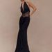 Elegant Long Dress European American Style Backless Ribbon Waist Cinching Deep V Neck Lace Sexy Phoenix Dress for Women_ecoleips.com