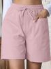 2025s 2025 Summer New Loose Linen Casual Shorts With Pockets Solid Color Plus Size High Waist Wide Leg Pants For Women_ecoleips.com