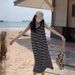 Summer New Striped Camisole For Women Plus Size Loose Fit Long Dress European And American Style_ecoleips.com