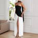 In Stock 2025 Cross-Border European And American Summer Elegant Slim Fit Patchwork Strapless Dress Women's Wholesale_ecoleips.com