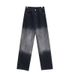 Pear-shaped Body Black Gradient Jeans Women Autumn Winter New Fat Sister Mm High Waist Slimming Straight-leg Wide Leg_ecoleips.com