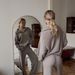 Streetwear Zip-Up Turtleneck & Wide-Leg Pants Set - Oversized Knit Cozy Two-Piece (Red/Khaki, EU Sizing)_ecoleips.com