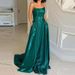 Women Elegant Off Shoulder Hollow Long Dress 2026 Fashion Split Shinny Solid Party Dress Sexy Bandage Sleeveless Suspender Dress_ecoleips.com